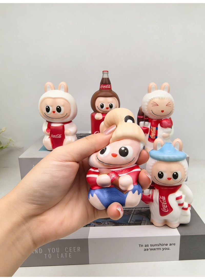 LABUBU A patten Squishy Toys, Novelty Decompress Toys, Squeeze Stress Ball Pinch Cute Sensory Toys for Relieving Fidget Rising Character Shaped Novelty Things Birthdays Cosplay Party Opp Packaging Gift Decorations - Image 5